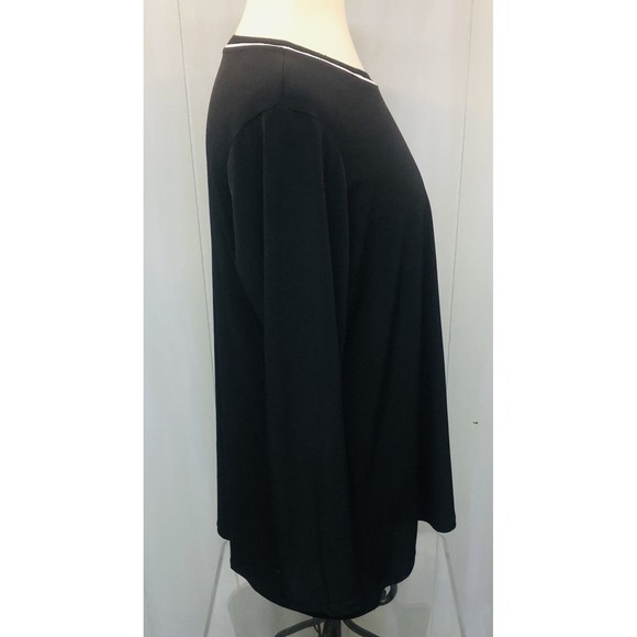 Susan Graver Women's Sz L Modern Essentials Knit Hi Low Tunic Black Ring Collar - Picture 3 of 8